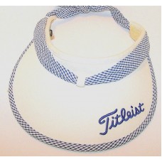 Titleist Sun Visor  Cap Hat Mujer Embroidered Logo Blue White Plaid Tie Closure  eb-23876710